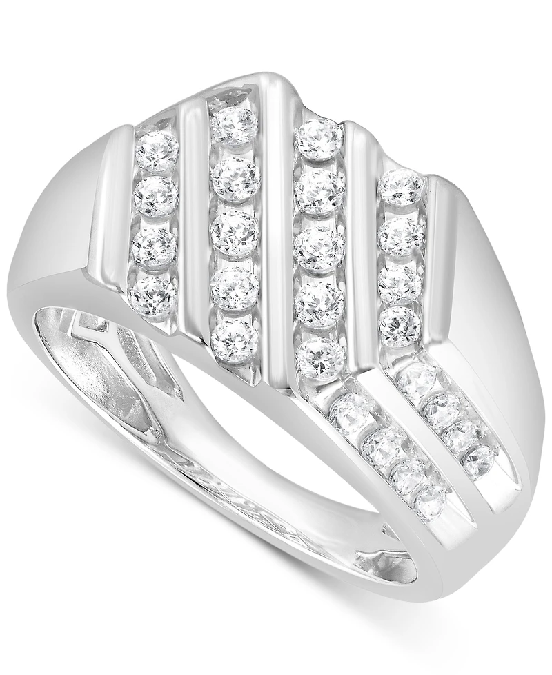 Men's Diamond Diagonal Channel-Set Ring (1 ct. t.w.) in 10k White, Yellow or Rose Gold