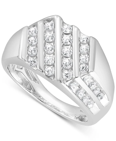 Men's Diamond Diagonal Channel-Set Ring (1 ct. t.w.) in 10k White, Yellow or Rose Gold