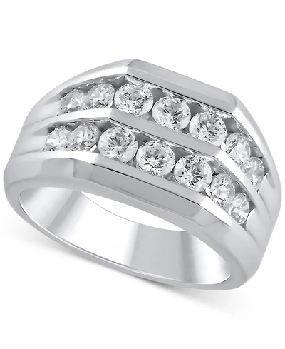 Men's Diamond Two-Row Channel-Set Ring (1-1/2 ct. t.w.) in 10k White, Yellow or Rose Gold