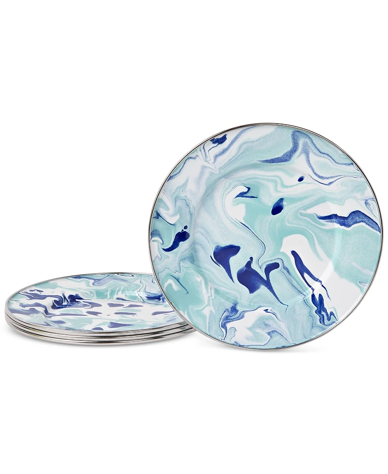 Golden Rabbit Lagoon Dinner Enameled Steel Dinner Plates, Set of 4