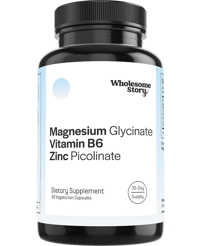 Wholesome Story 3-in-1 Zinc Picolinate Magnesium Glycinate Supplements with Vitamin B6 | Magnesium and Zinc Vitamin | Reproductive & Fertility Health,