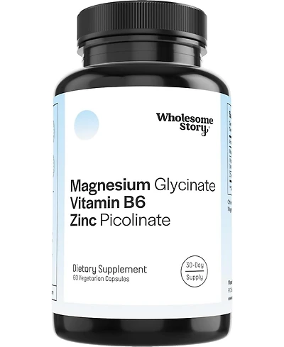 Wholesome Story 3-in-1 Zinc Picolinate Magnesium Glycinate Supplements with Vitamin B6 | Magnesium and Zinc Vitamin | Reproductive & Fertility Health,