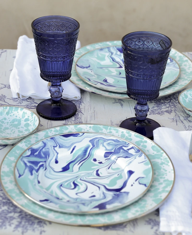 Golden Rabbit Lagoon Dinner Enameled Steel Dinner Plates, Set of 4