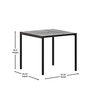 Merrick Lane Faux Teak Outdoor Dining Table With Powder Coated Steel Frame And Umbrella Hole