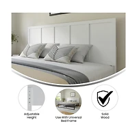 Merrick Lane Grady King Raised Panel Wooden Adjustable Headboard Only