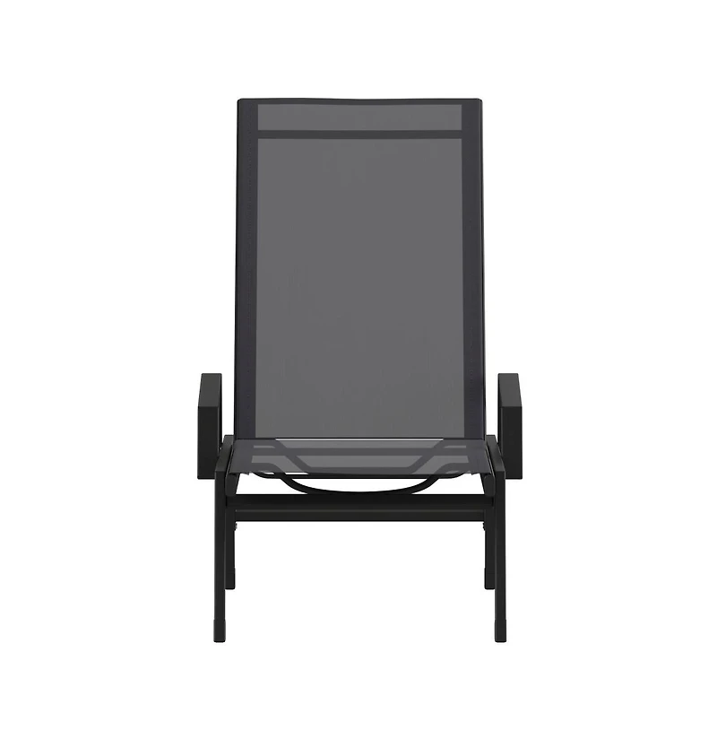 Emma+Oliver Braelin Textilene Adjustable 5 Position Patio Chaise Lounge With Armrests And Metal Frame