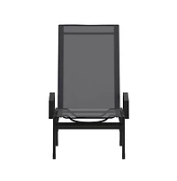 Emma+Oliver Braelin Textilene Adjustable 5 Position Patio Chaise Lounge With Armrests And Metal Frame