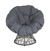 Papasan Style Woven Wicker Swivel Patio Chair With Removable All-Weather Cushion