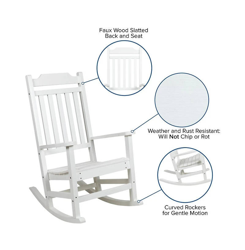 Merrick Lane Set Of 2 Hillford Poly Resin Indoor/Outdoor Rocking Chairs