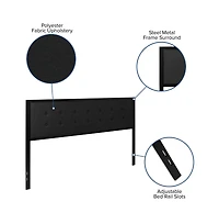 Merrick Lane Camden King Headboard Upholstered Button Tufted Headboard With Metal Frame And Adjustable Rail Slots