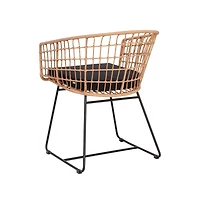 Emma+Oliver Ari Set Of Two All-Weather Faux Rattan Rope Chairs With Padded Cushions For Indoor And Outdoor Use
