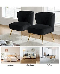 Hulala Home Velvet Accent Chair with Gold Metal Legs for Bedroom Guest Room Vanity