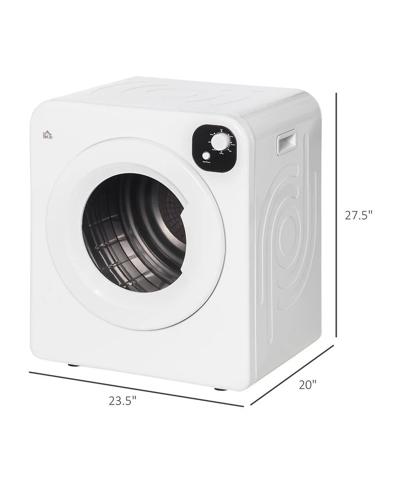 Homcom 1300W Compact Laundry Dryer with 3.2 cuft Stainless Steel Drum