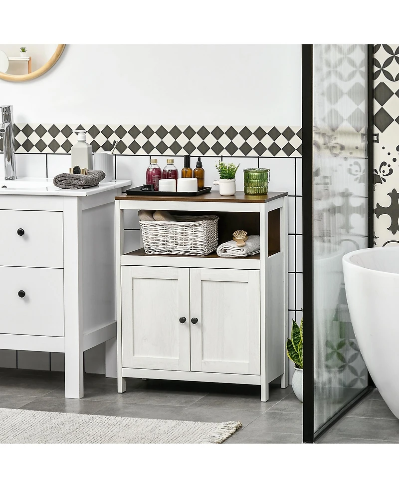 kleankin Bathroom Storage Cabinet W/ Adjustable Shelf, and