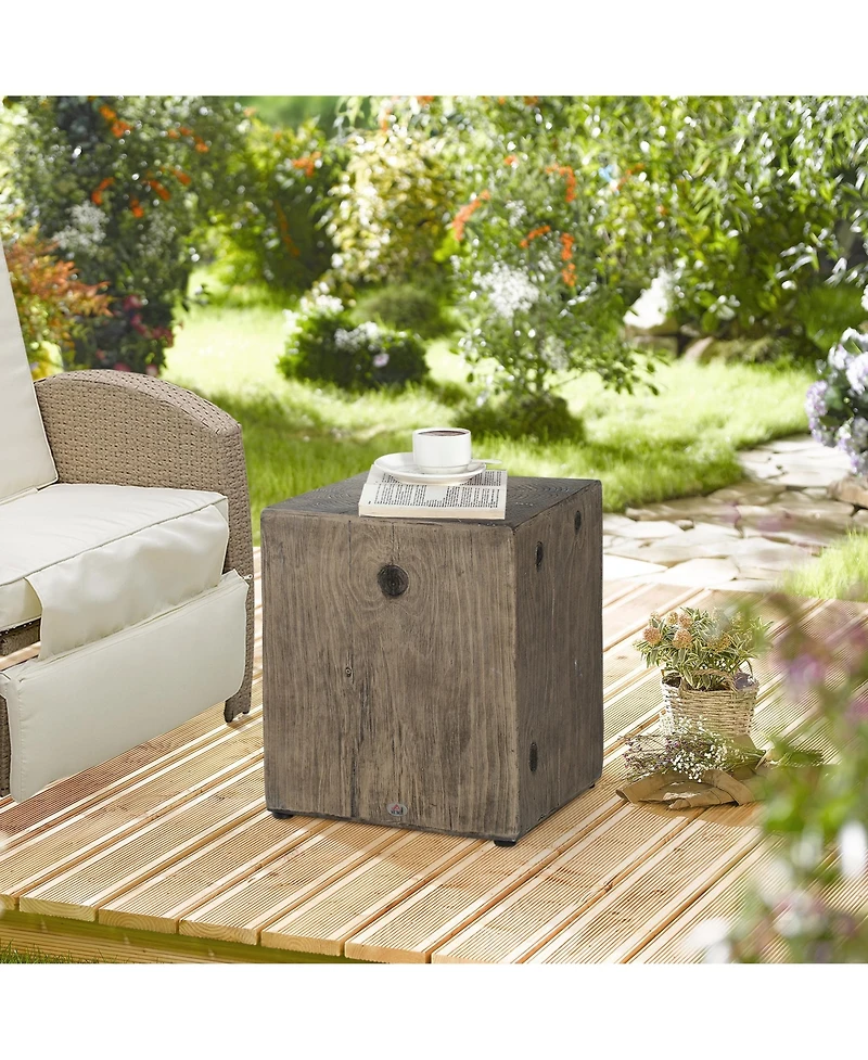 Homcom Decorative Side Table with Square Tabletop, Rustic End Table with Wood Grain Finish, for Indoors and Outdoors, Grey