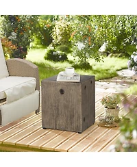 Homcom Decorative Side Table with Square Tabletop, Rustic End Table with Wood Grain Finish, for Indoors and Outdoors, Grey