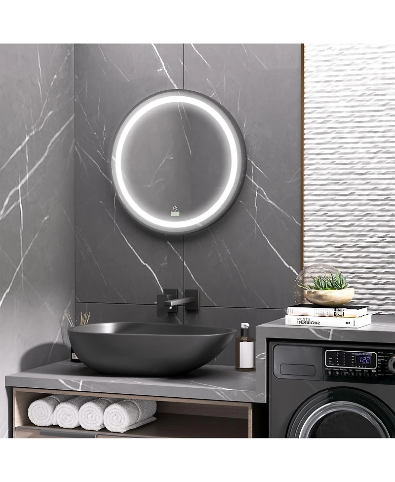 Kleankin Led Vanity Mirror for Bathroom, Dimmable Lighted Wall Mount Mirror