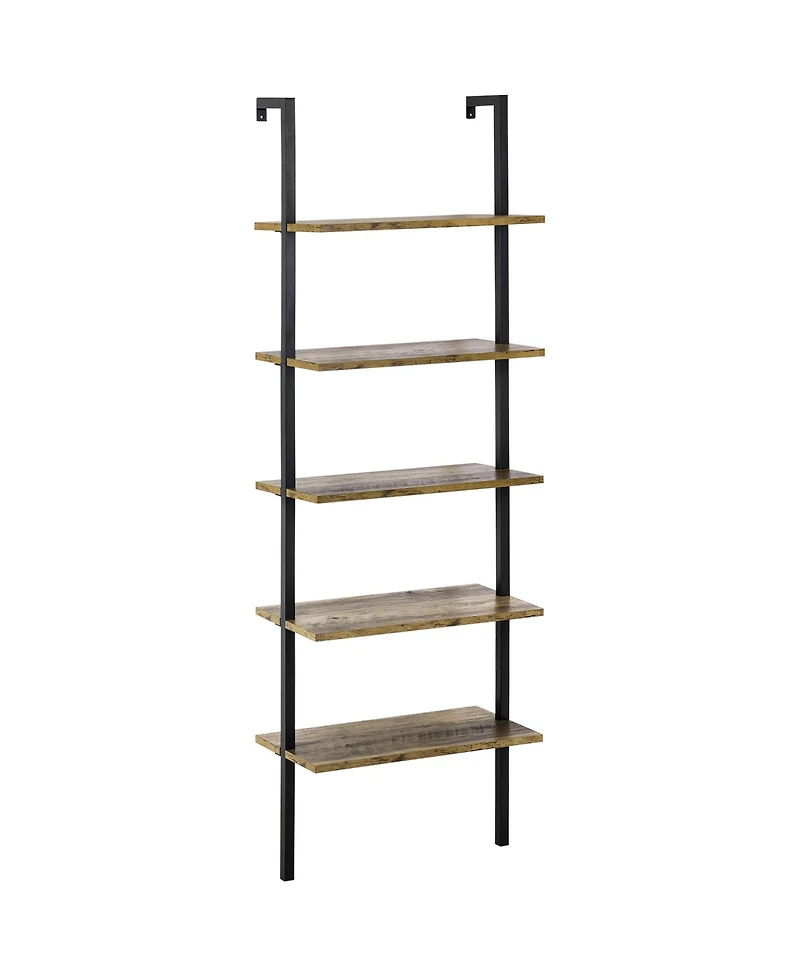 Homcom Industrial Wall Mounted Ladder 5-Tier Bookshelf,