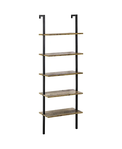 Homcom Industrial Wall Mounted Ladder 5-Tier Bookshelf,