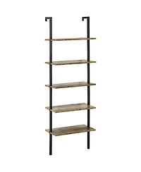 Homcom Industrial Wall Mounted Ladder 5-Tier Bookshelf,