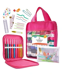 Jumbl JumblCrafts Crochet Kit w/Crochet Hooks, 24 Acrylic Yarn Set & More