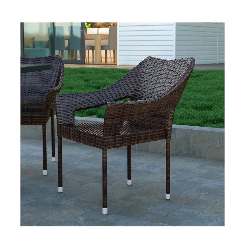 Embry All-Weather Indoor/Outdoor Stacking Patio Dining Chairs With Steel Frame And Weather Resistant Pe Rattan