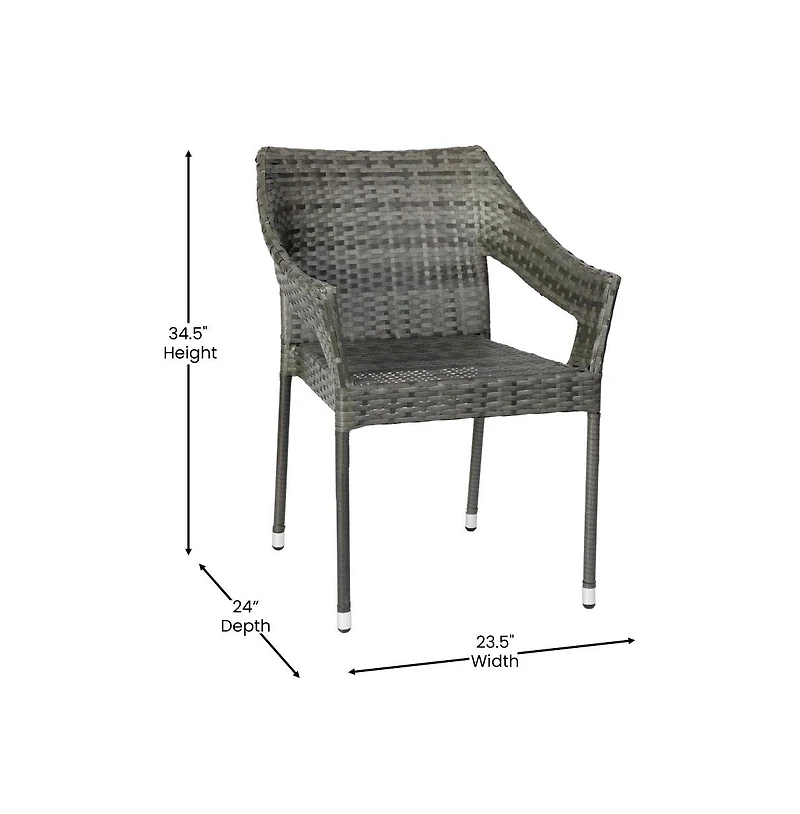 Embry All-Weather Indoor/Outdoor Stacking Patio Dining Chairs With Steel Frame And Weather Resistant Pe Rattan