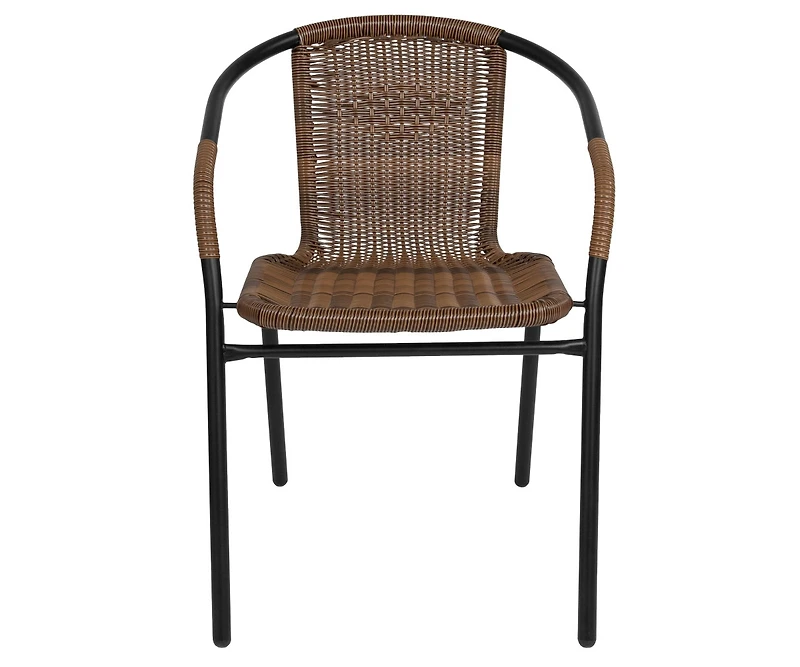 Pack Rattan Indoor-Outdoor Restaurant Stack Chair With Curved Back