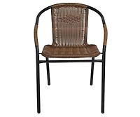 Pack Rattan Indoor-Outdoor Restaurant Stack Chair With Curved Back