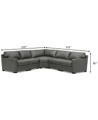 Radley 113" 5-Pc. Leather Wedge L Shape Modular Sectional, Created for Macy's