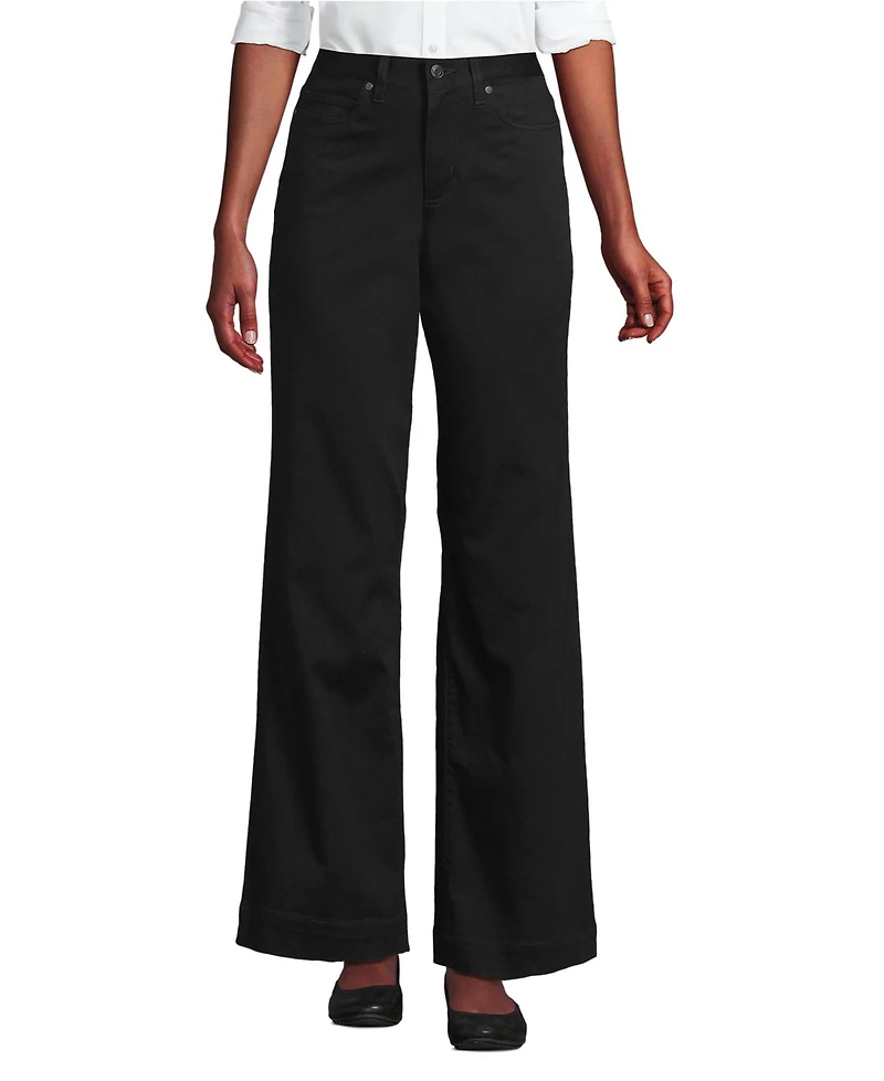 Lands' End Women's High Rise 5 Pocket Wide Leg Chino Pants