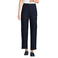 Lands' End Women's Denim High Rise Utility Cargo Ankle Jeans