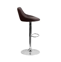 Bucket Seat Adjustable Height Barstool With Diamond Pattern Back