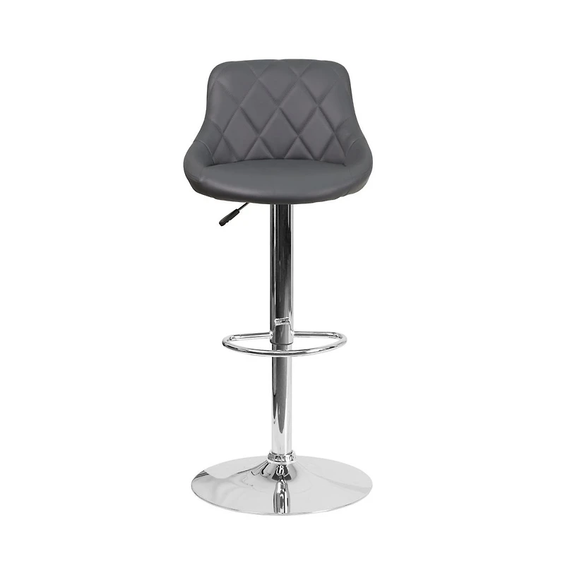 Bucket Seat Adjustable Height Barstool With Diamond Pattern Back
