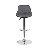 Bucket Seat Adjustable Height Barstool With Diamond Pattern Back
