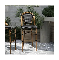Sacha Set Of Two Stacking Bistro Bar Stools With Pe Seats And Backs Metal Frames For Indoor/Outdoor Use
