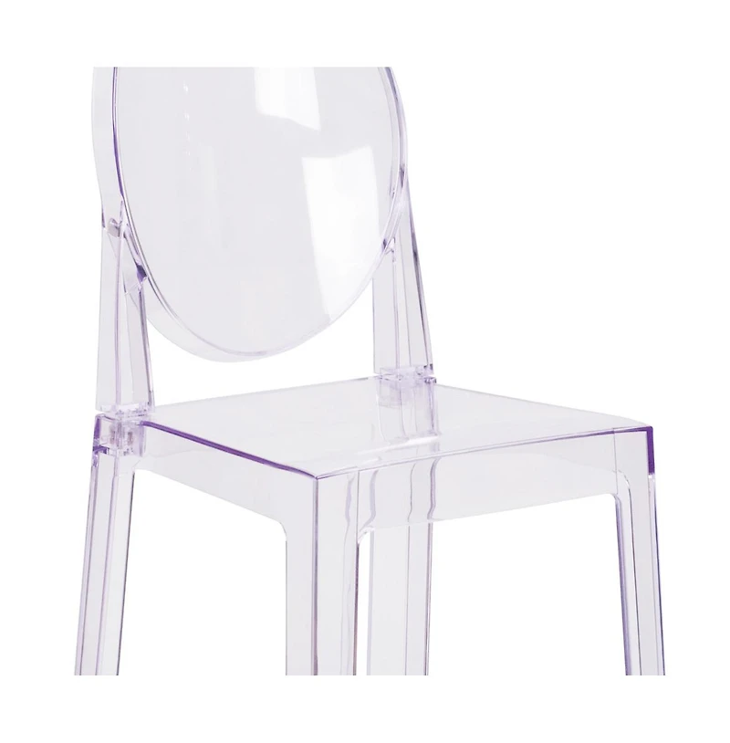 Ghost Counter Stool In Transparent Crystal With Oval Back