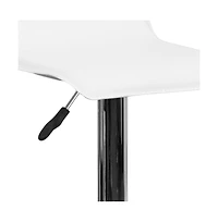 Solid Wave Seat Vinyl Adjustable Height Barstool With Chrome Base