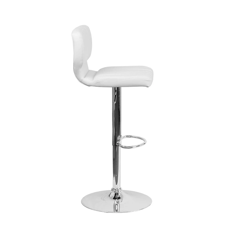 Vertical Stitch Back Swivel Adjustable Height Barstool