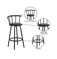 Crown Back Metal Barstool With Vinyl Swivel Seat