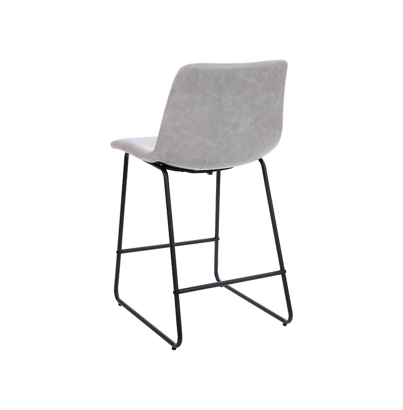 24 Inch Faux Counter Height Bucket Seat Stools, Set Of 2