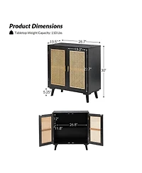 Accent Storage Rattan Cabinet Cupboard Console Table for Dining Room
