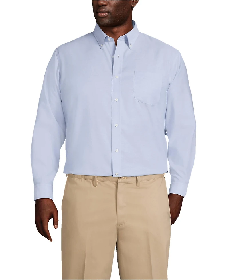 Lands' End Big & Tall Traditional Fit Solid No Iron Supima Oxford Dress Shirt