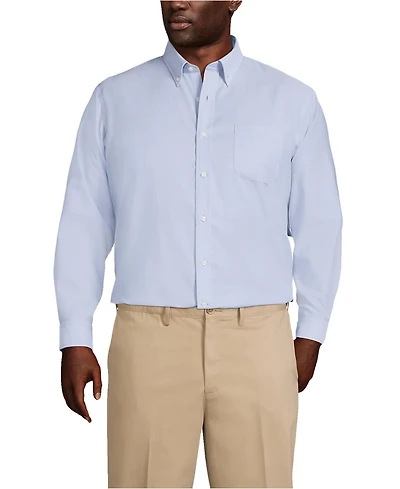 Lands' End Big & Tall Traditional Fit Solid No Iron Supima Oxford Dress Shirt