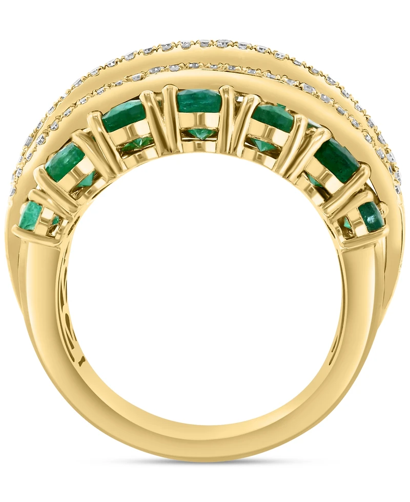 Effy Emerald (6-1/2 ct. t.w.) & Diamond (1/4 ct. t.w.) Multirow Statement Ring in 14k Gold