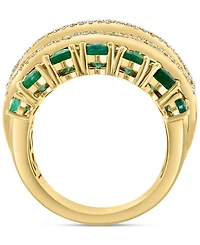 Effy Emerald (6-1/2 ct. t.w.) & Diamond (1/4 ct. t.w.) Multirow Statement Ring in 14k Gold