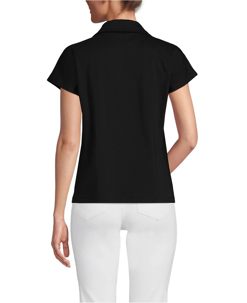 Lands' End Women's Supima Cotton Johnny Collar Polo