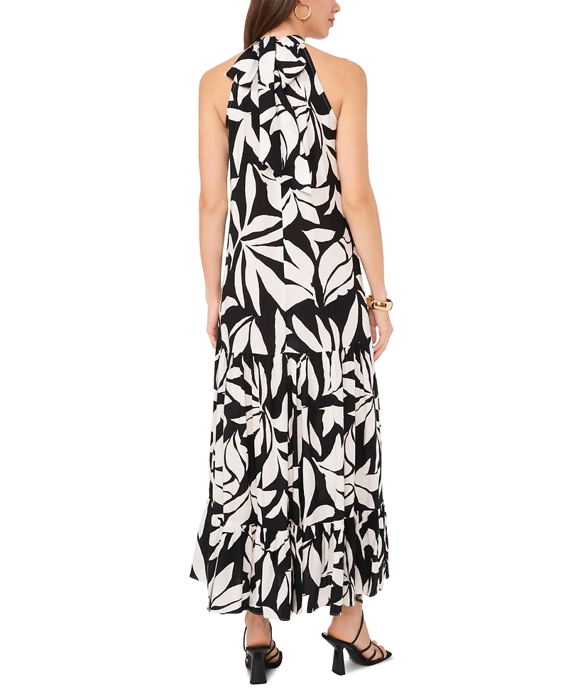 Vince Camuto Women's Printed Tiered Halter-Neck Maxi Dress
