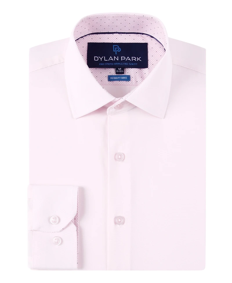 Dylan Park Men's Geometric Performance Stretch Button Down Dress Shirt