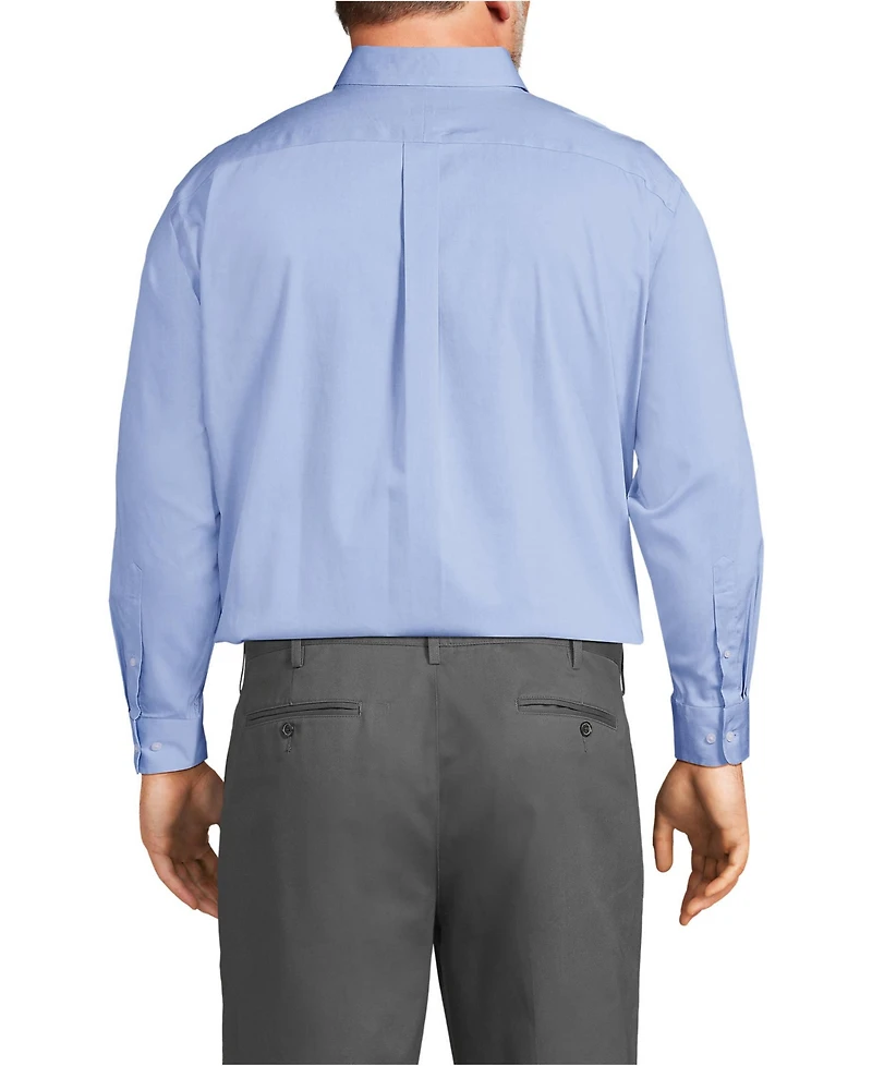 Lands' End Men's Big and Tall Traditional Fit Solid No Iron Supima Pinpoint Buttondown Collar Dress Shirt